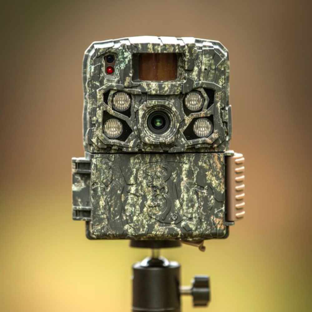 Camouflage-patterned wildlife browning trail camera 